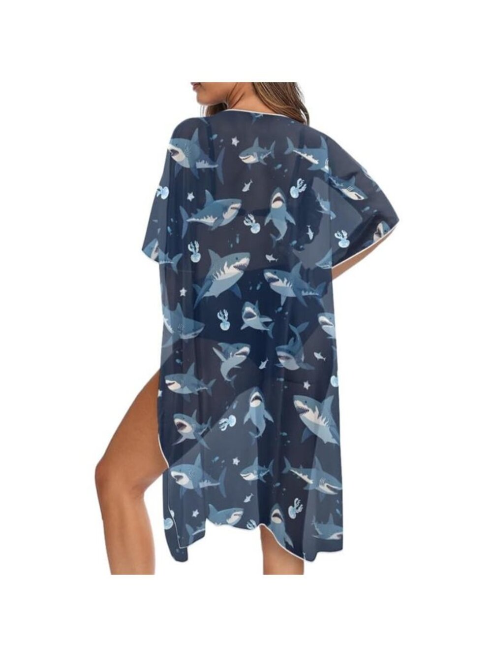 Irisjudy Women Beach Cover Up Cardigans Chiffon Open Front Kimono, Cute Fruits